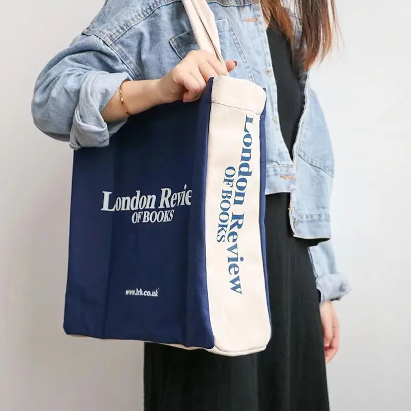 Women Canvas Shoulder Bag London Books DUANT Books Ladies Casual Handbag Tote Bag Large Capacity Cotton Shopping Beach Bag