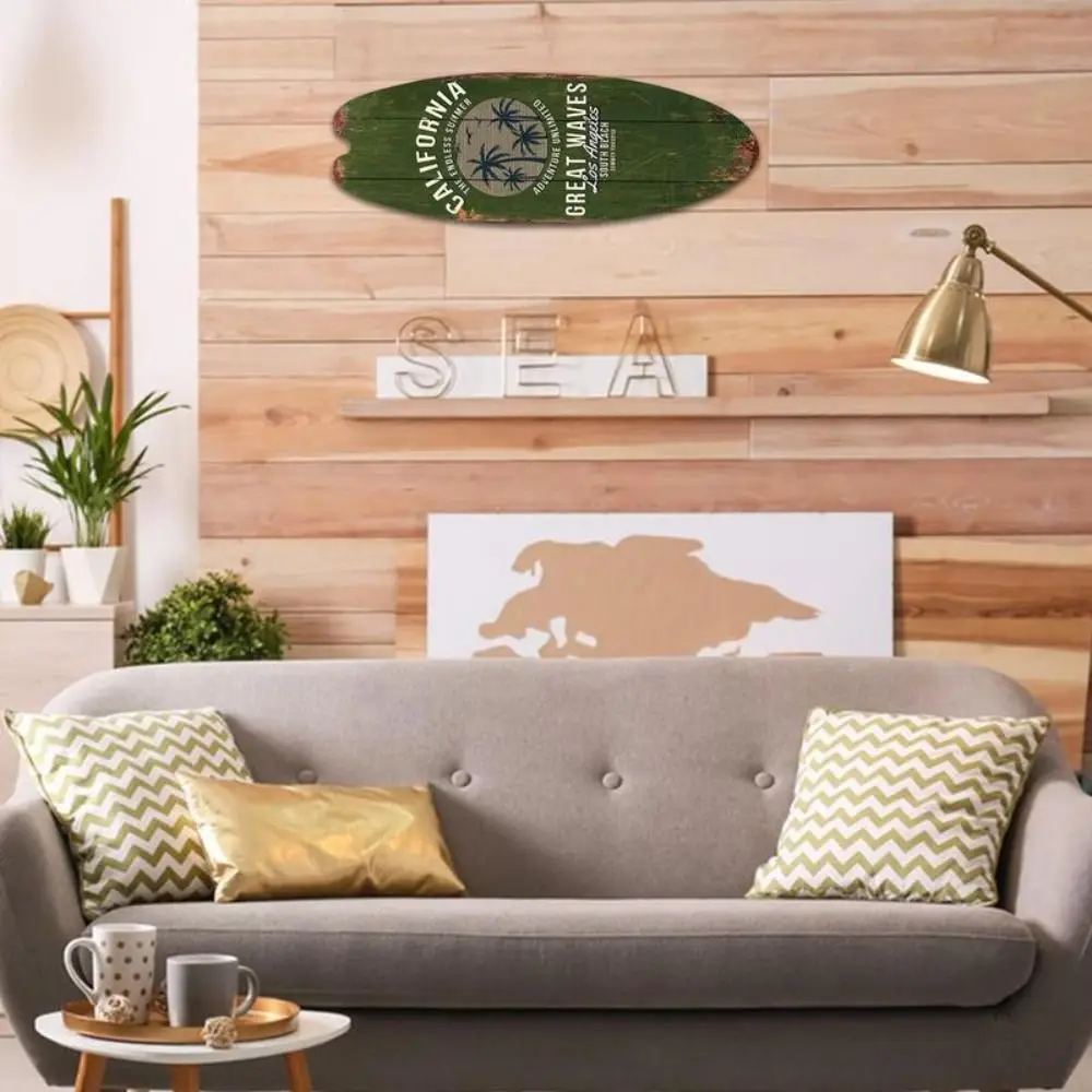 Retro Exquisite Printing Wooden Surfboard Cool Bright Marine Steering Wall Board Beach Ocean Theme Summer Housewarming Gifts