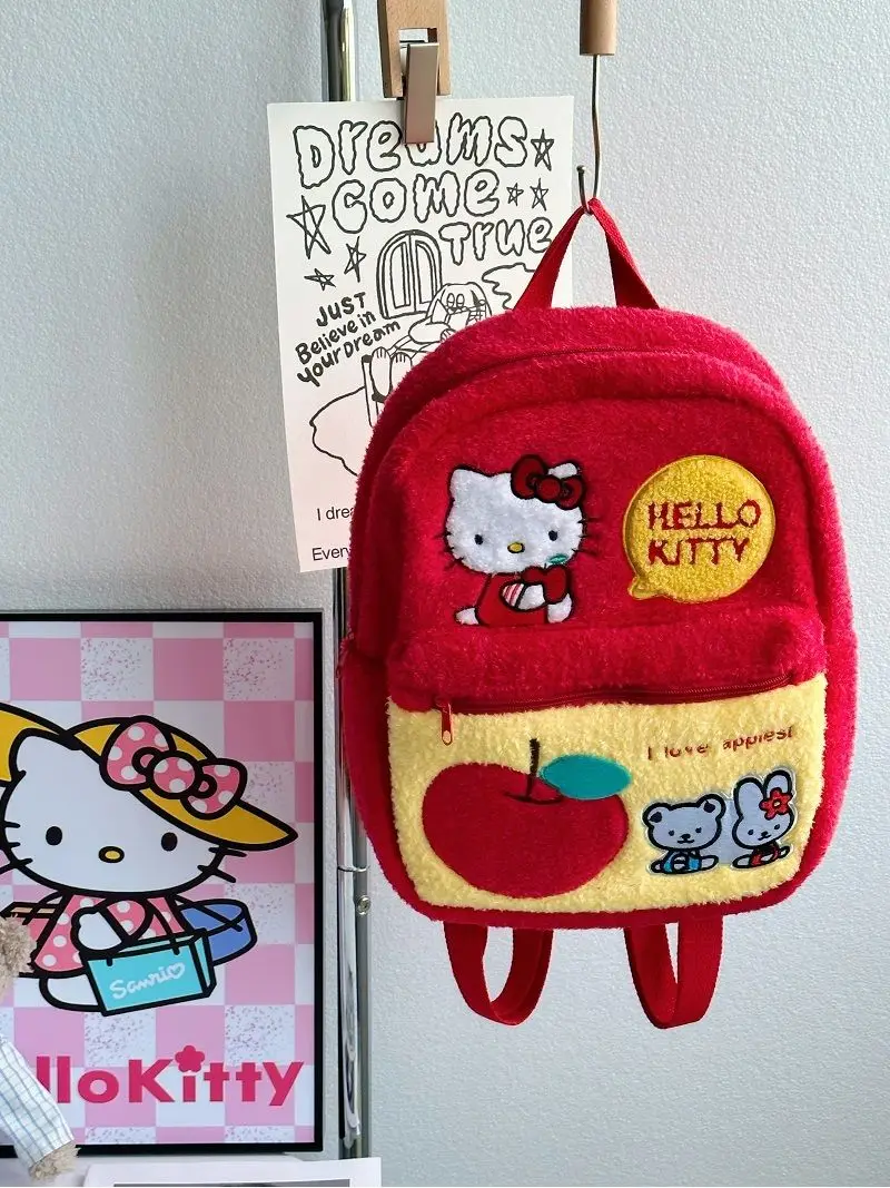 Hello Kitty Cute Mochila para Meninas, Bolsa Campus Original para Mulheres, Sanrio, Novo