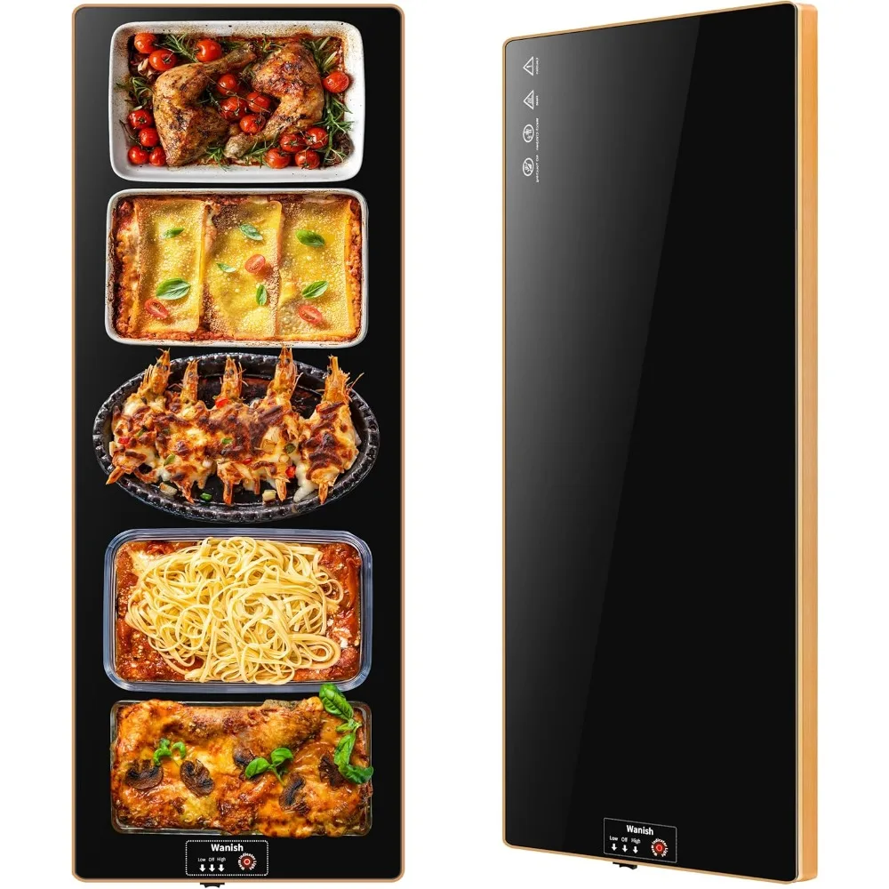 

Электрический поддон для подогрева (удлиненный, 40 x 12 дюймов), подогреватель еды с термостатом и полным подогревом поверхности, коврик для подогрева еды с 2 температурой