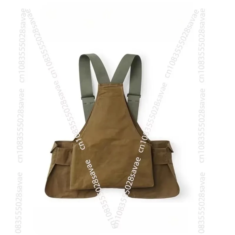 American-style Retro Overalls Camping Pocket Vest Men's Loose Retro Functional Wear Shoulder Vest Jacket
