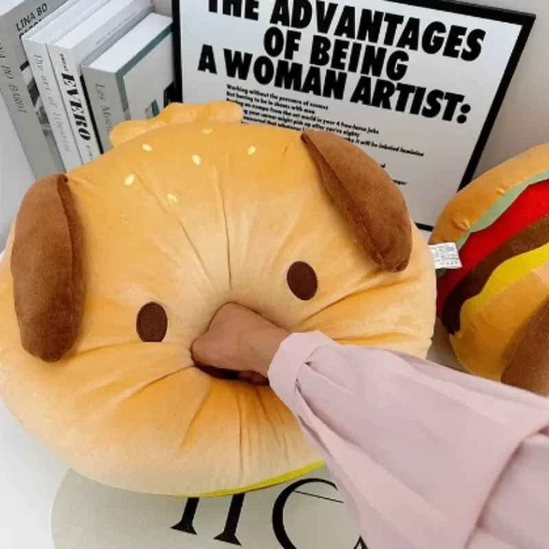 Lindo Pochacco hamburguesa de peluche de juguete de dibujos animados cojín acolchado almohada decoración de hamburguesa niños cumpleaños regalos de navidad