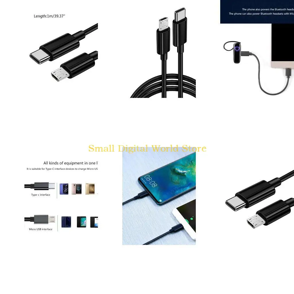 77UB Type C To Micro USB OTG Cable For Micro B USB Type C Cord Male to Male Fast Charging Data Line