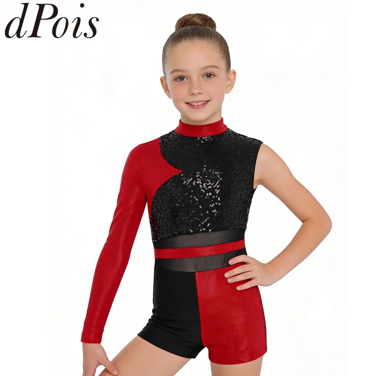 

Костюм для джазовых танцев с пайетками для девочек, комбинезон, блестящий, для современного хип-хопа, латиноамериканских и современных танцев, танцевальный купальник