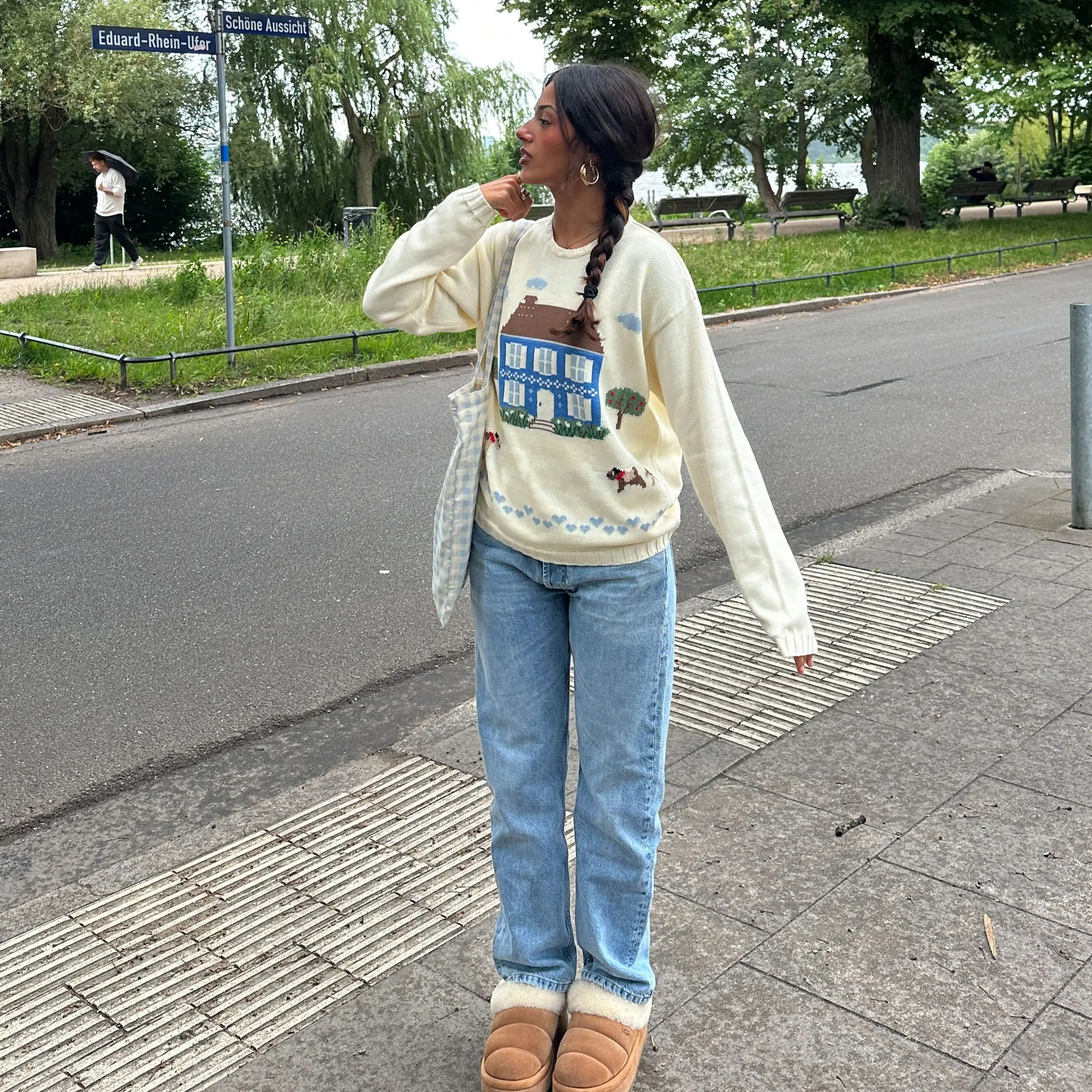 

Милый свитер с героями мультфильмов, теплый стильный мягкий шикарный повседневный пуловер, осенний трикотаж, зима 2025 г., женский вязаный топ