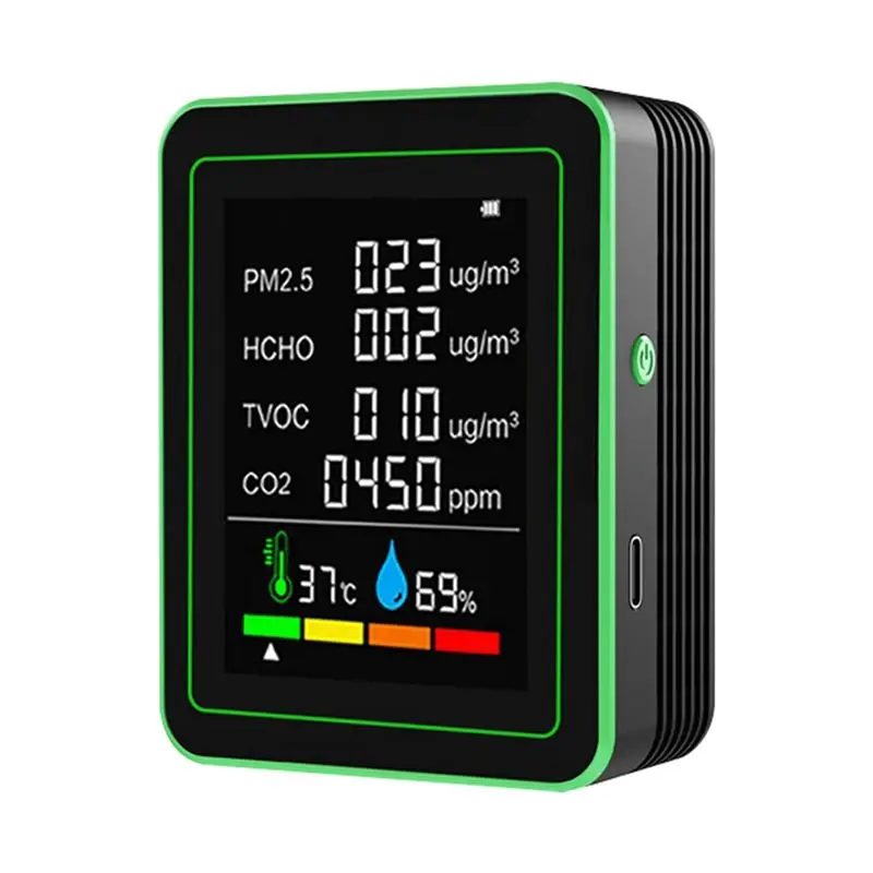 

ABMO Total Smart Wi-Fi Датчик качества воздуха Многофункциональный охранник CO2/TVOC/HCHO/PM2.5/температура/влажность