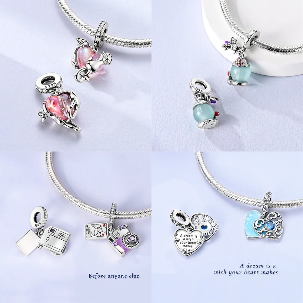 جديد 925 الفضة تألق المكعب السحري الحب سحر الأحمر القلب الخرز DIY للنساء الأصلي سوار غرامة مجوهرات هدية اكسسوارات #4