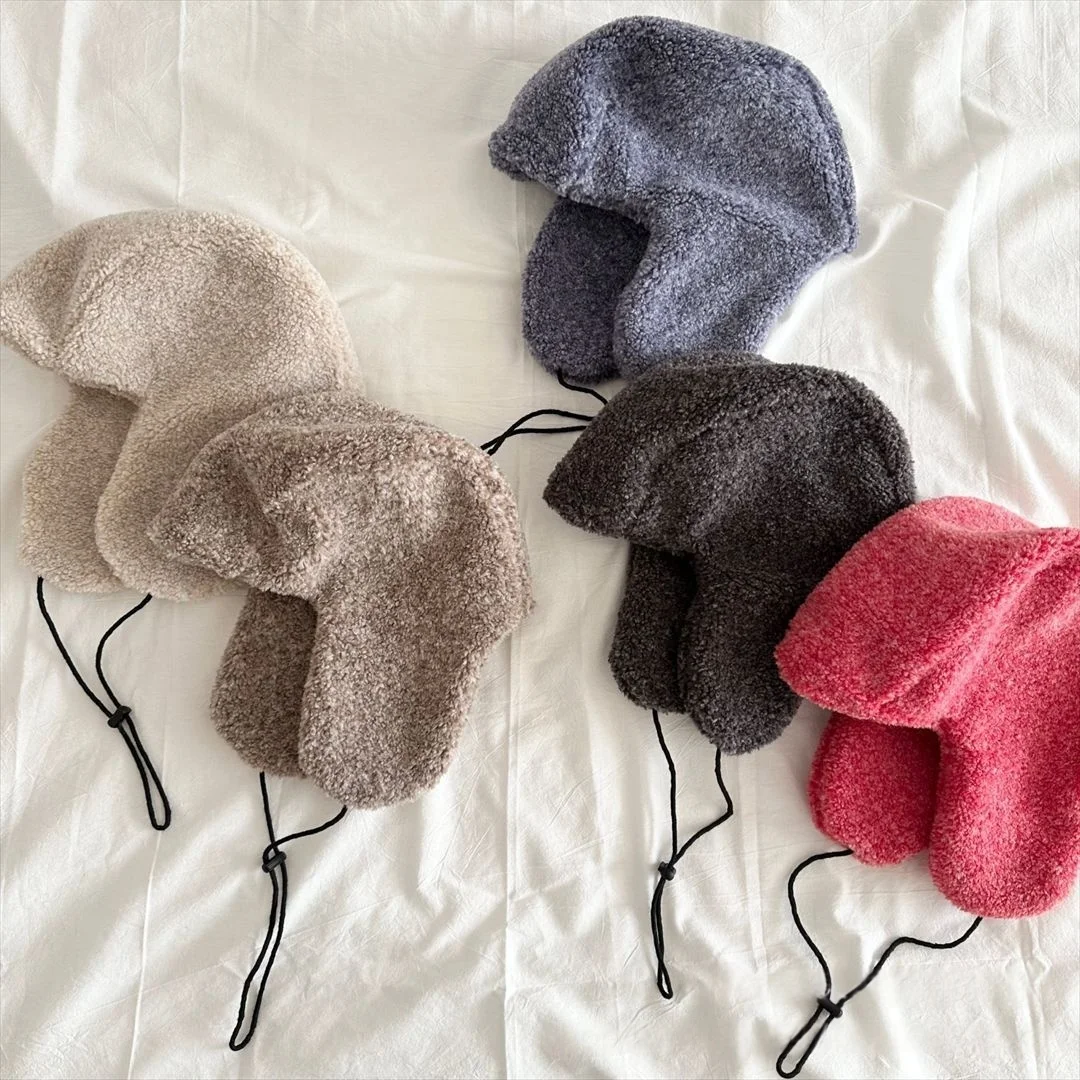 

2025 Winter Fleece Hat Windproof Earflap Leifeng Cap for Students, Unisex Solid Color Warm Retro Trapper Hat