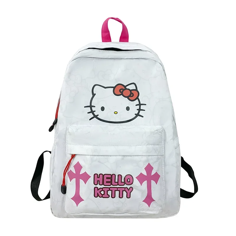 Wzorzysty plecak Hello Kitty dla dziewczynek Instagram Japoński kampus Duża pojemność Przechowywanie uczniów Wszechstronny biały w nowym stylu