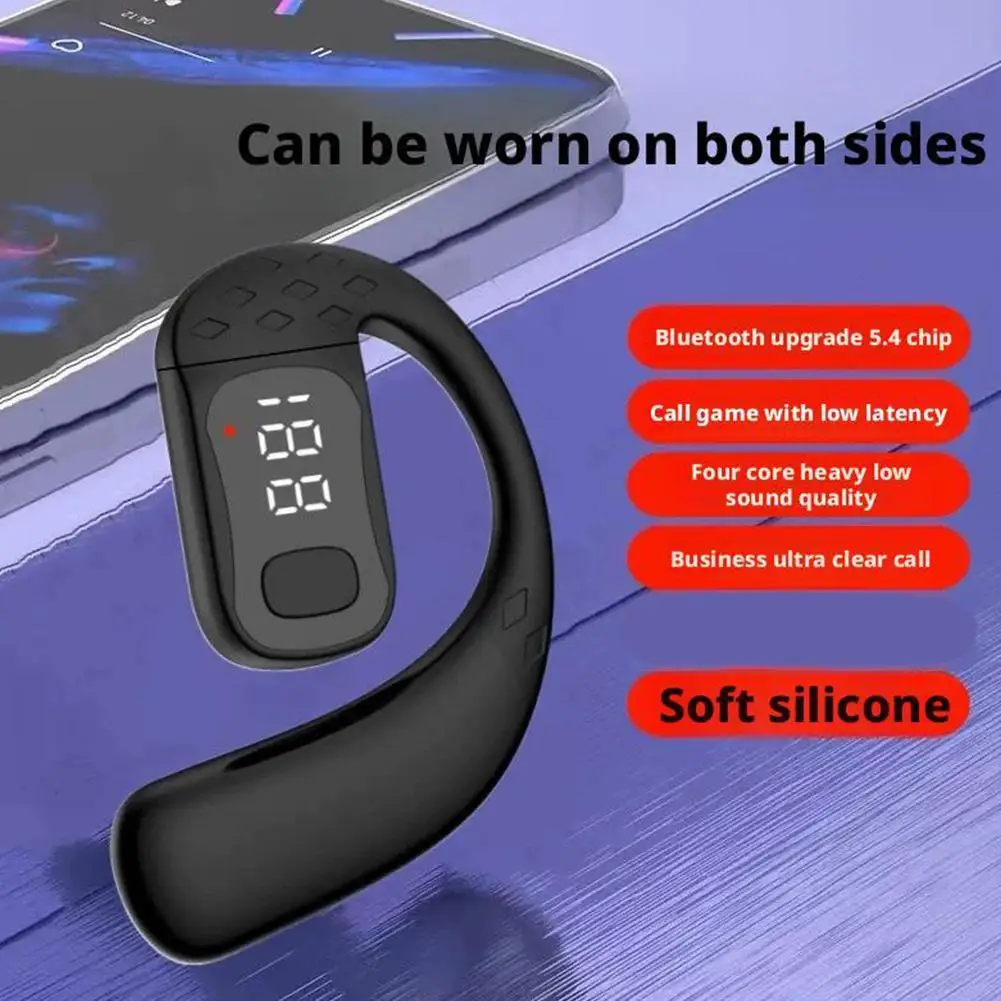 Sem fio bluetooth 5.4 fone de ouvido longa espera gancho da orelha, negócios hd chamando microfone som surround à prova dwaterproof água ao ar livre