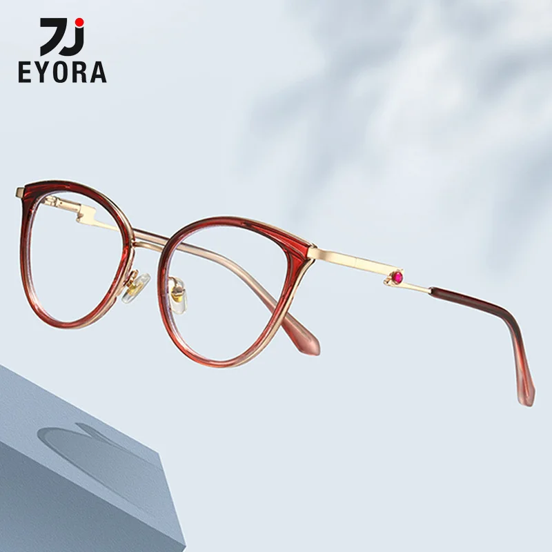 

EYORA Luxury Gradient Frame Reading Glasses for Women Oval Anti Blue Light Photochromic Glasses Optical Lenses with Prescription