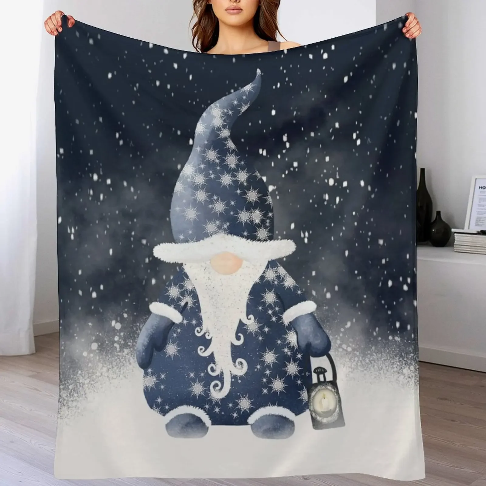 

Winter Night Nordic Gnome Throw Blanket Shaggy valentine gift ideas Large Custom Blankets