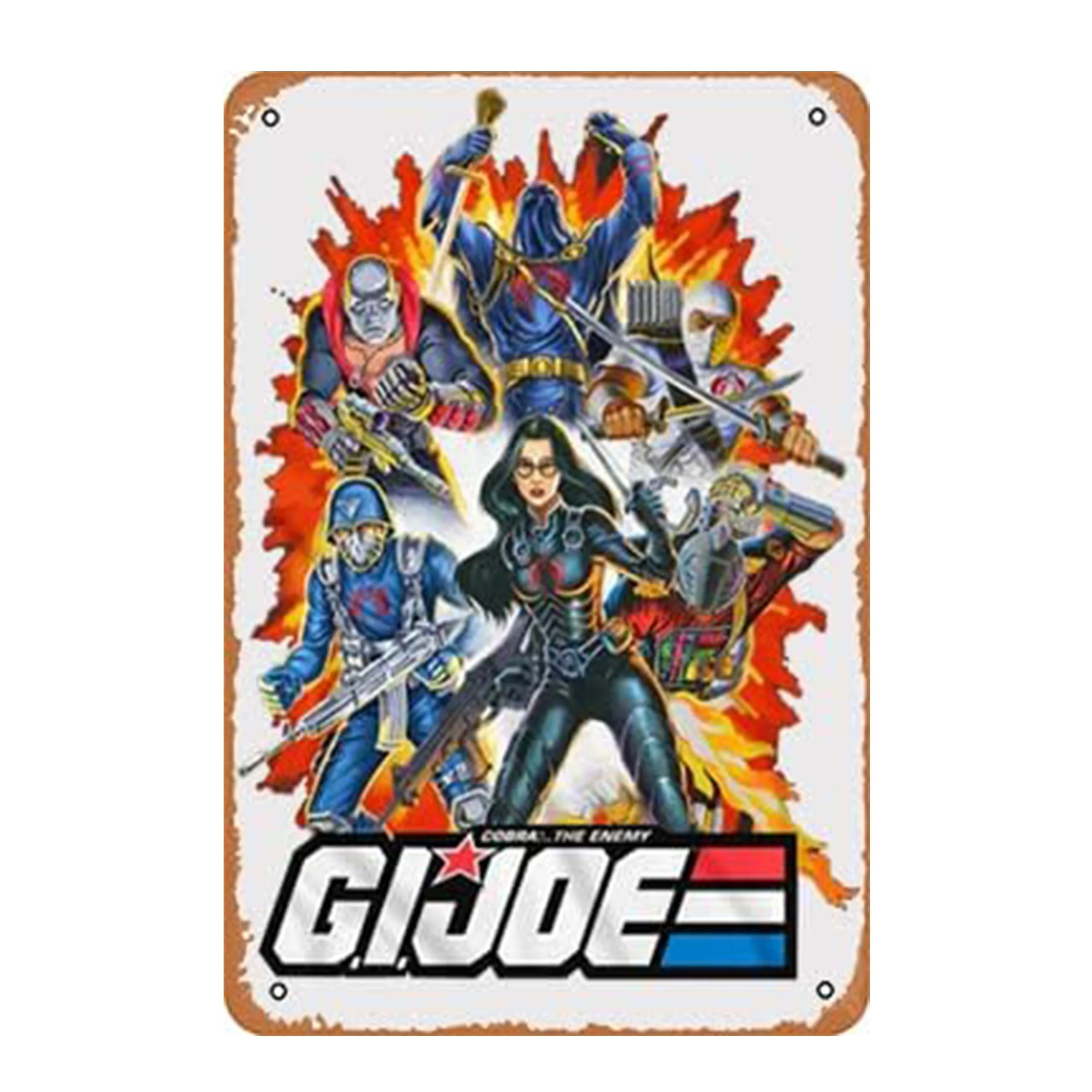 ,  G.I. Joe Retro Metal Wall Art -  Frameless Iron Sheet Painting with Cobra Commander, Destro, Shadow & Baroness - Vintag