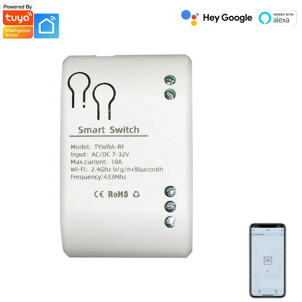 

Tuya WiFi 12V Smart Switch Applied To Access Control Door Lock Phone Remote Control Timing,Works With Alexa,Google Home