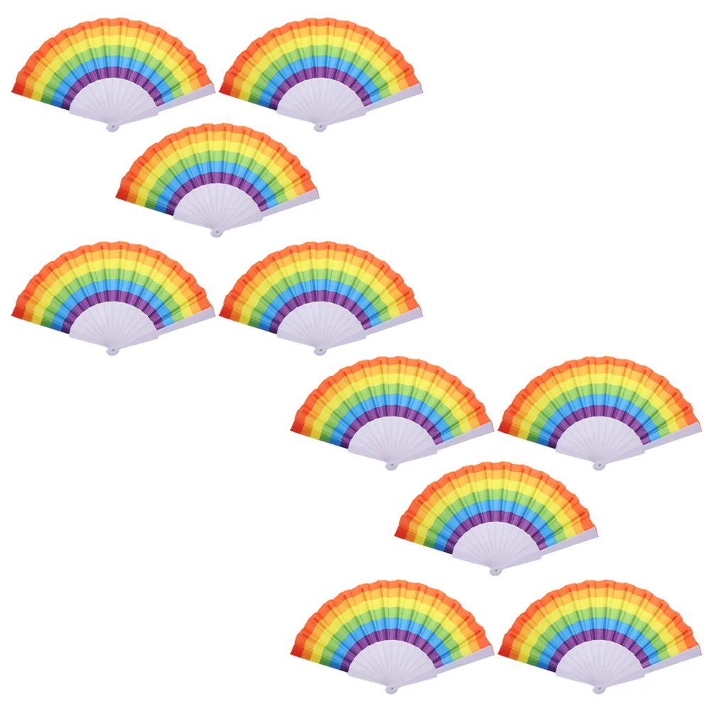 10 Pcs Pool Rainbow Foldable Fans Photo Props Miss Flashing Light Vehicles Inflatable