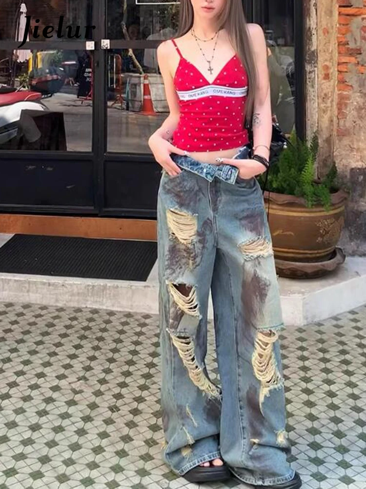 

Новые американские ретро женские джинсы свободные Узкие прямые брюки с высокой талией женские модные уличные повседневные женские джинсы с дырками