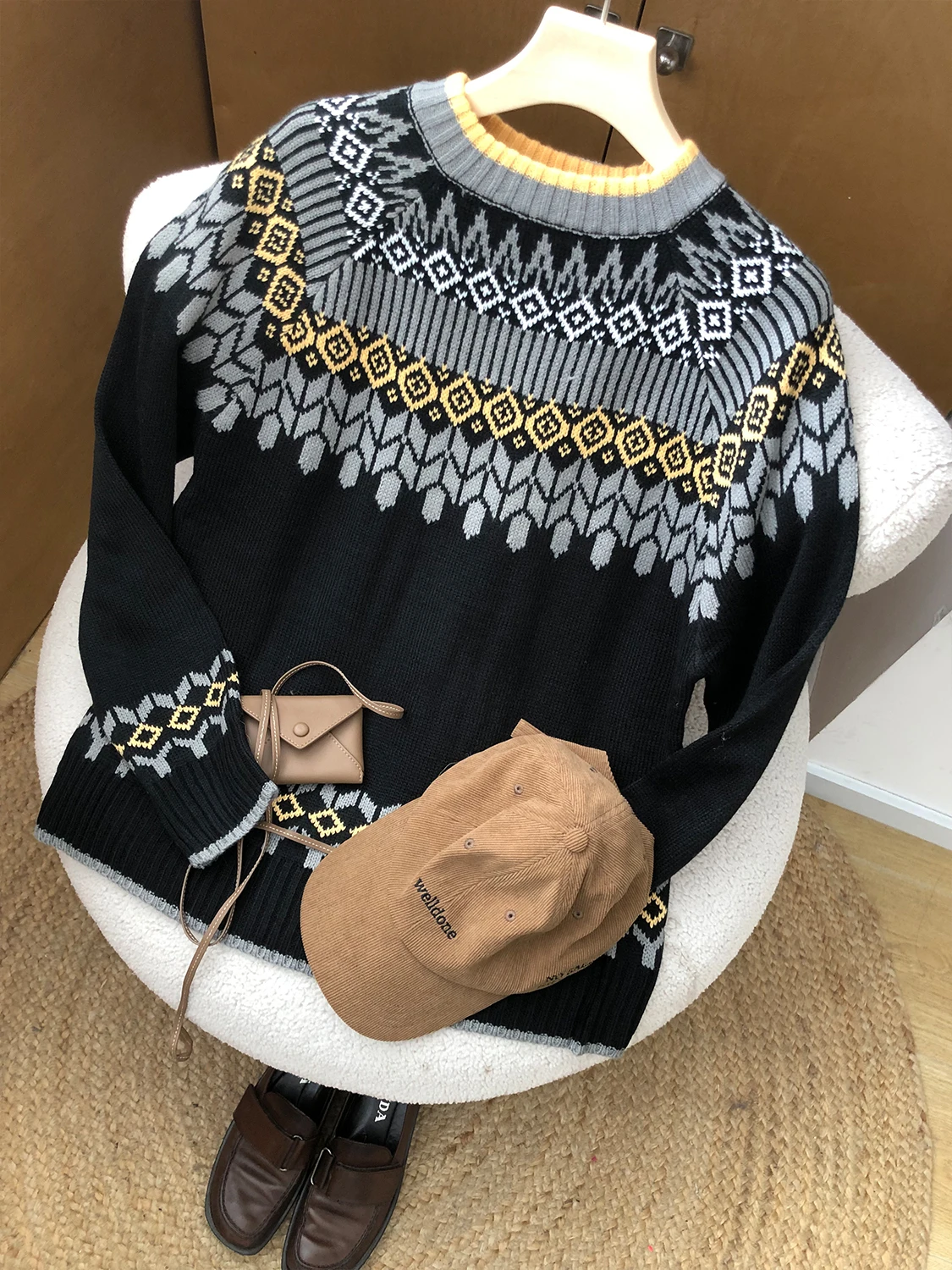 

Осенне-зимний вязаный свитер с круглым вырезом, универсальный, элегантный, для повседневной носки, свободного кроя, с длинными рукавами, теплый, с ромбовидным узором