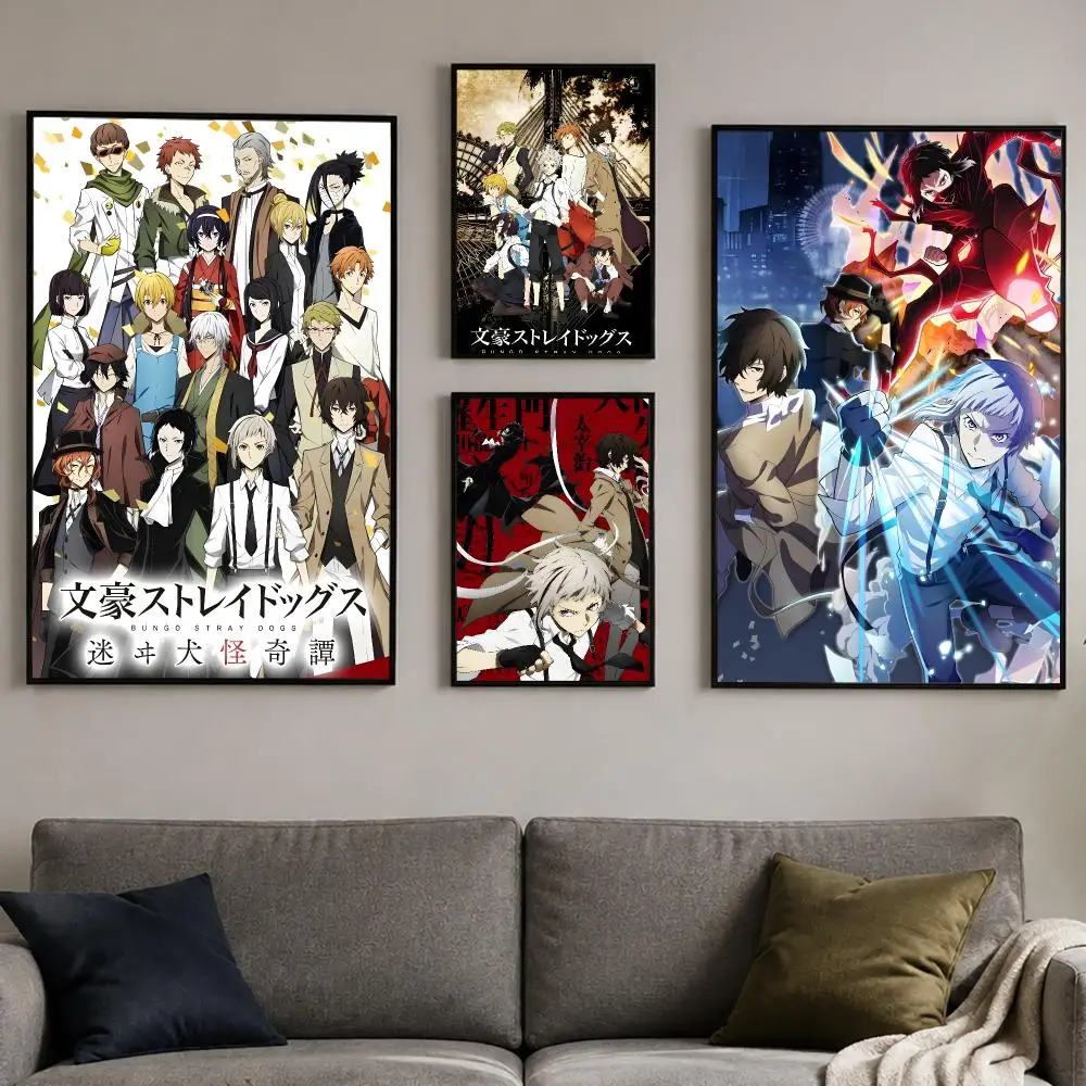 Detective Anime Bungo Stray Dogs Poster PP Self-Adhesive Bedroom Gaming Cafe/Bar Vintage Aesthetic Decor Ideal Gift