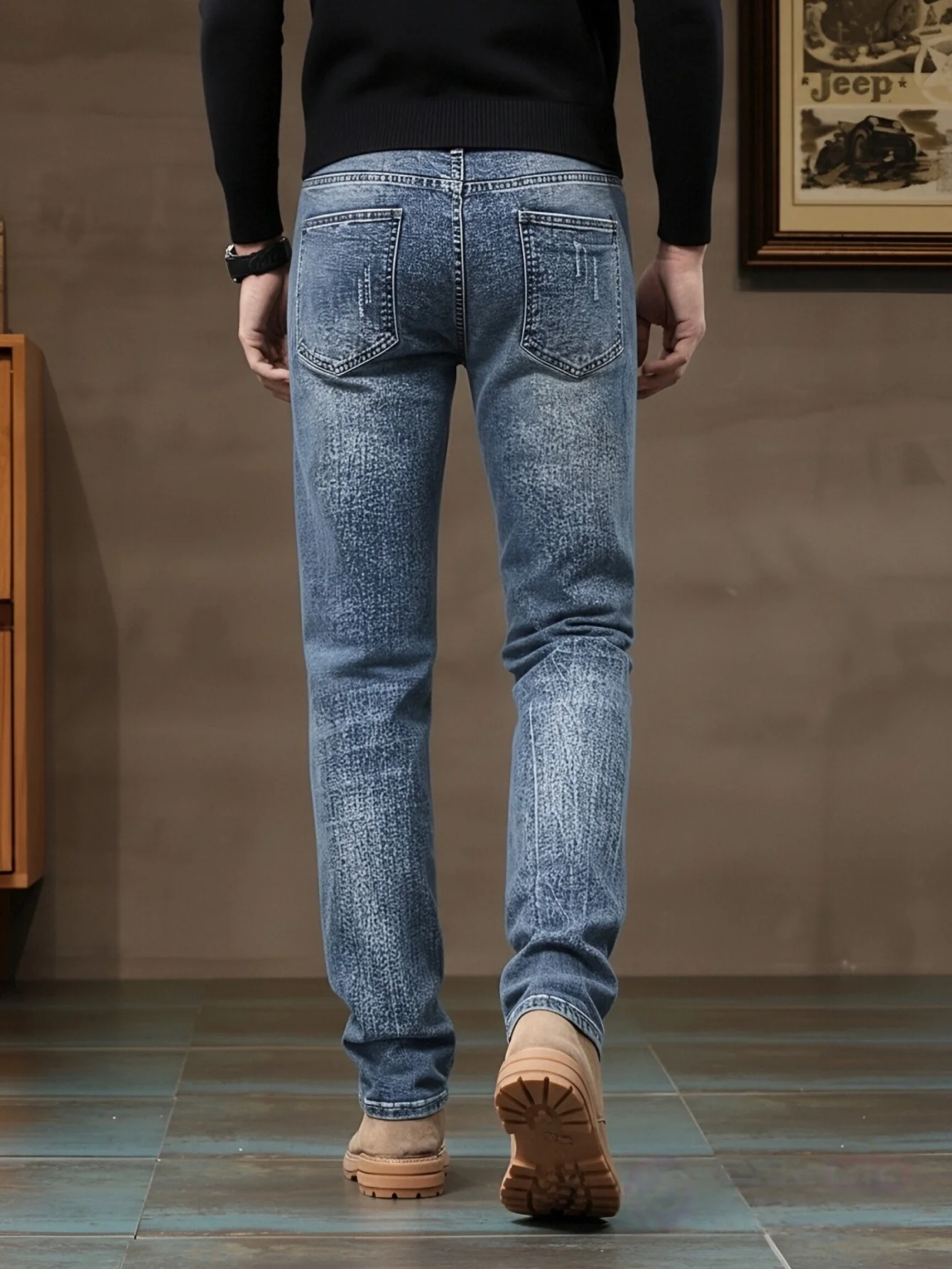 Celana Slim-fit Denim Stretch  - Mens Formal Look ulasan dan harga