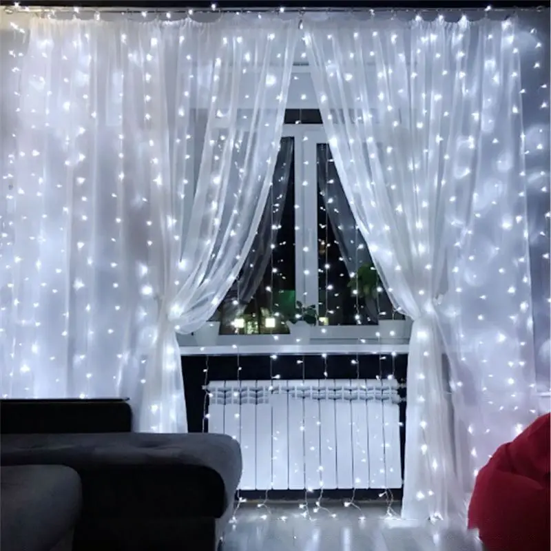 Imagem -06 - Controle Remoto Led Curtain String Lights Christmas Fairy Lights Usb Guirlanda de Casamento para Quarto Festa Decoração de Casa 6m 4m 3m