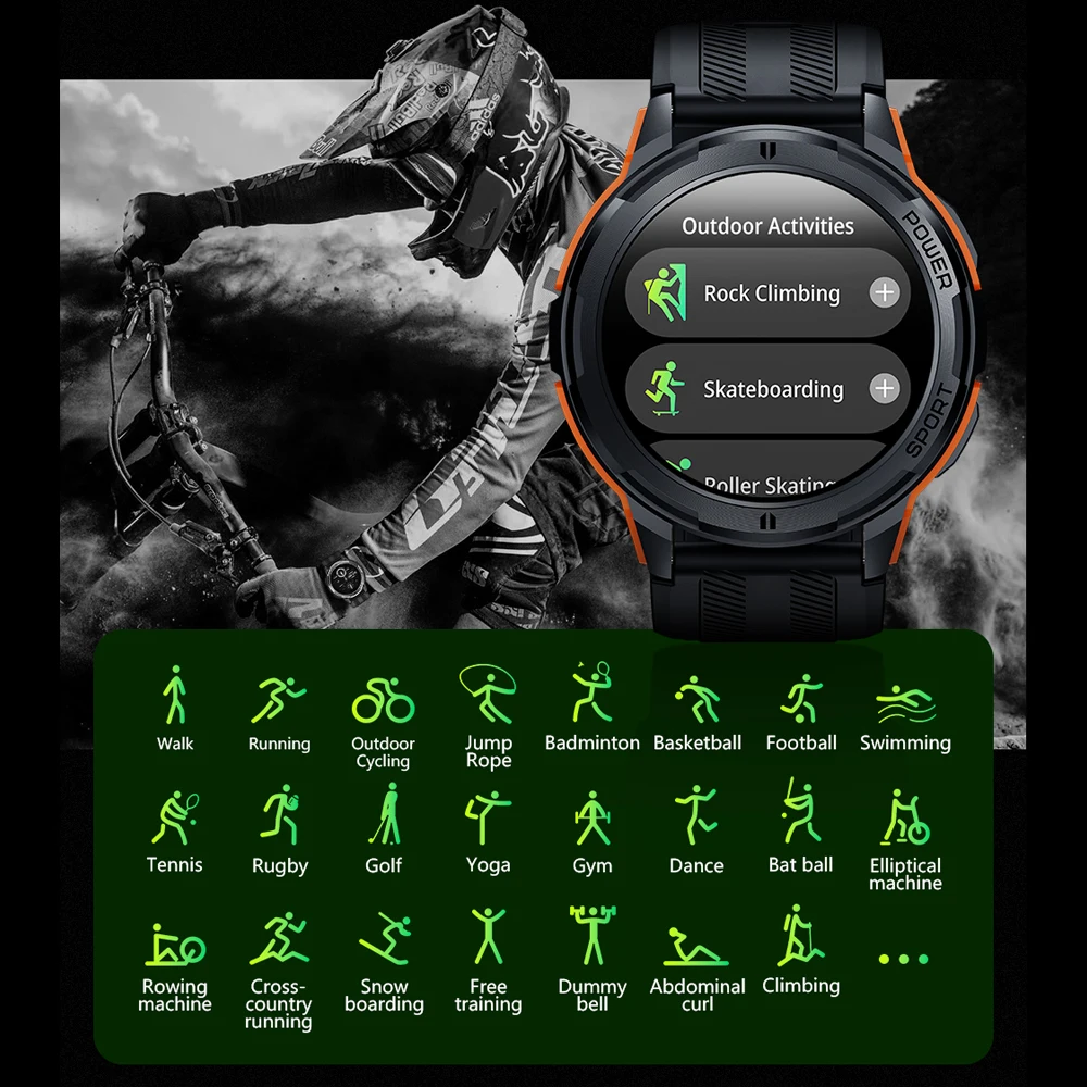 SKMEI 410mAh AMOLED Smartwatch 1.43 inch 1ATM Waterproof Heart Rate Monitor Pedometer Bluetooth Call Smart Watch for android ios