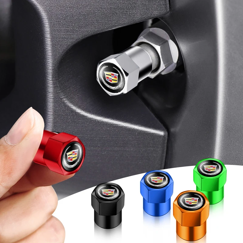 4 Peças de Tampas de Válvula de Pneus para Carro, Acessórios de Cobertura de Válvula para Cadillac Escalade CTS ATS SRX STS XT5 XT4 XT6 XTS CT4