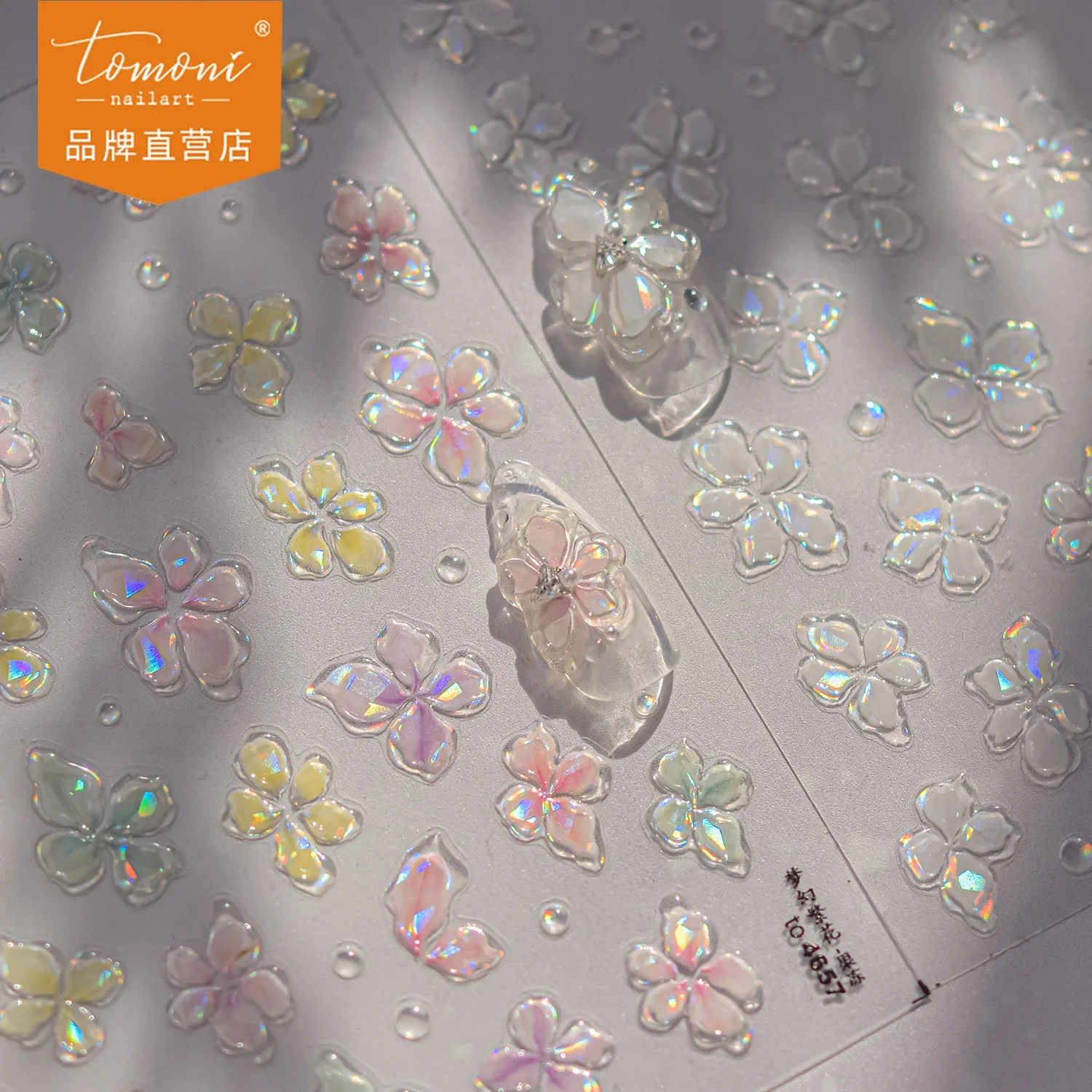 1Pcs 5D Gradient Colored Flower Petal Nail Sticker Green Leaf Shiny Rose Fantasy Self Adhesive Nail Art Stickers Manicure Decals