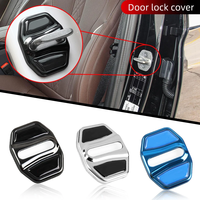 For BMW 3 5 Series X3 X5 G30 G20 G32 6GT F10 G01 G05 Car Door Lock Protective Cover 4PCS Stainless Steel Sticker Logo Decoration