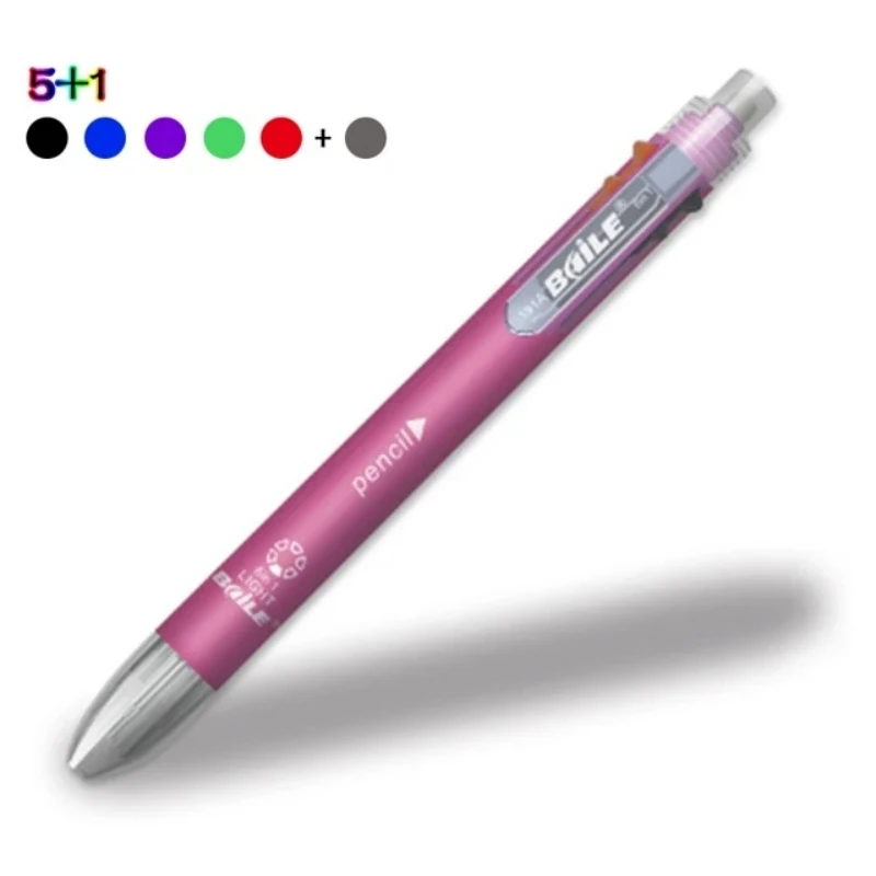 6 in 1 veelkleurige balpennen 5 kleuren balpen 1 automatisch potlood met gum voor schoolkantoor schrijfbenodigdheden briefpapier