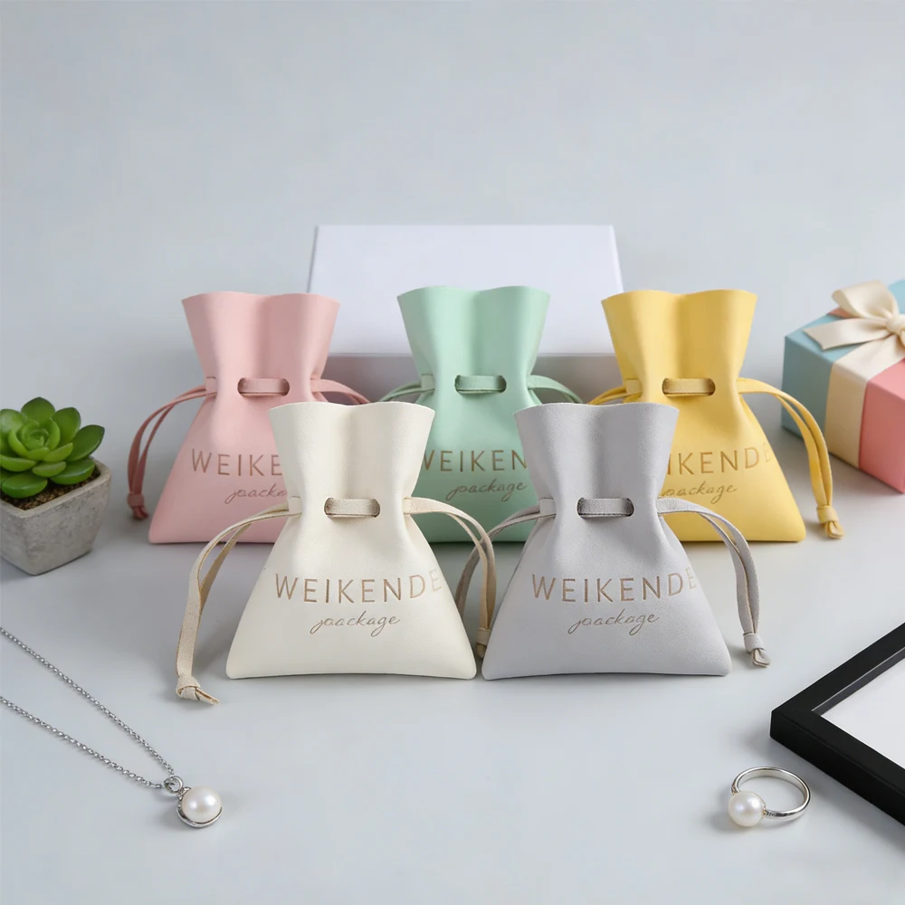 

50 шт., сумка для упаковки ювелирных изделий на удачу, персонализированный логотип, шикарные свадебные сумки из микрофибры, ожерелье, серьги, мешочки для ювелирных изделий