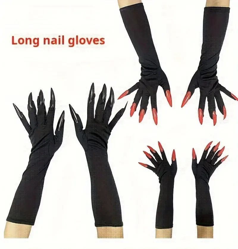 

OPHIDIAN Перчатки для Хэллоуина, длинные рукава для ногтей, перчатки вампира, перчатки ведьмы, костюмные перчатки COS с когтями призрака