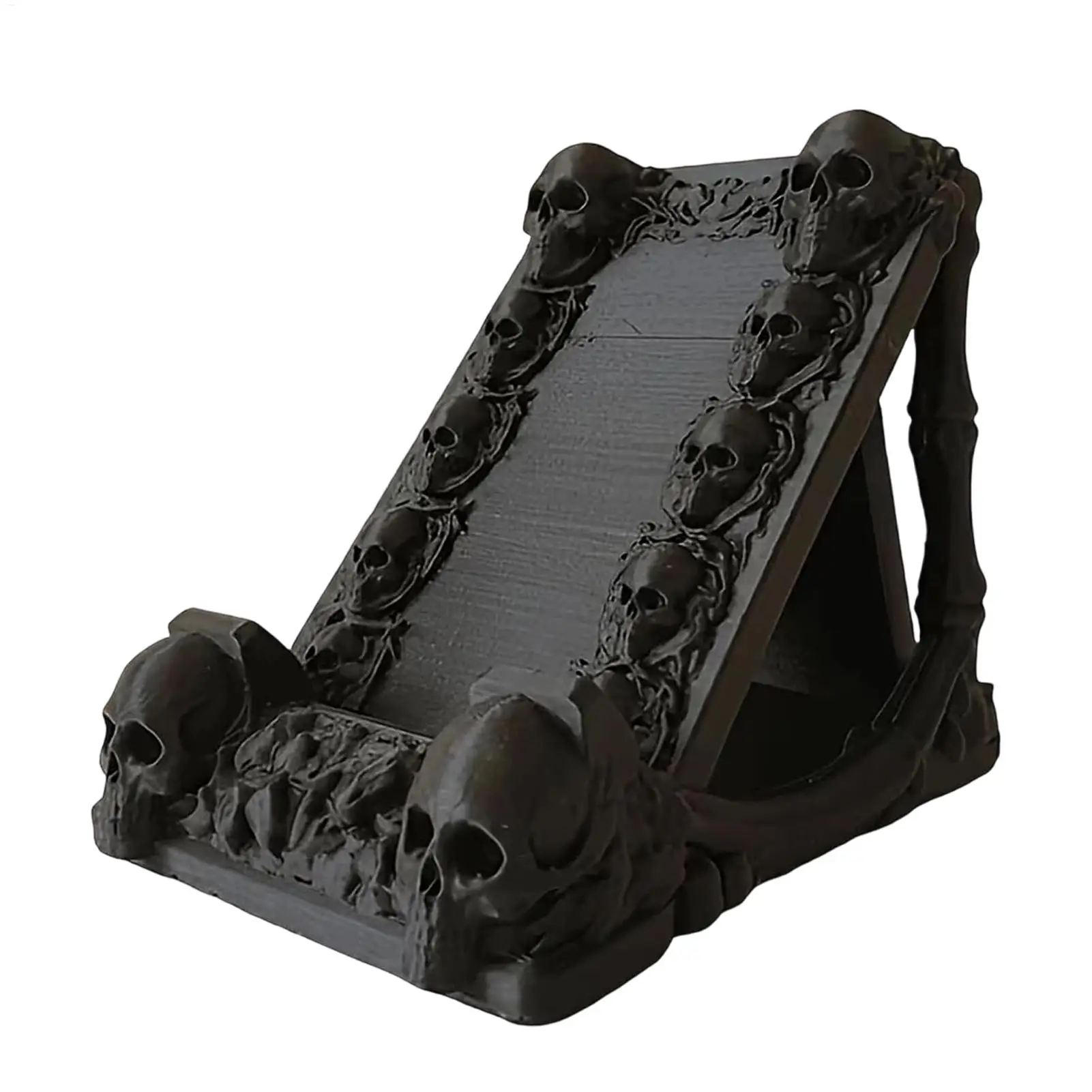 Desk Phone Stand Black Skull Gothic Portable Halloween Cell Phone Holder Tilt Angle for Bedroom Living Room Office Travel