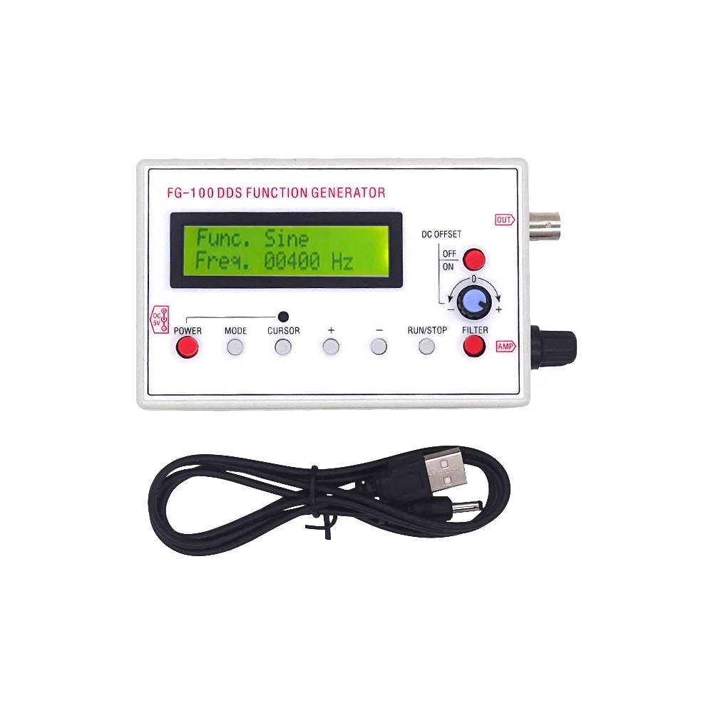 FG-100 DDS Function Signal Generator Frequency Counter 1Hz - 500KHz Signal Source Module Sine+Square+Triangle+Sawtooth Waveform