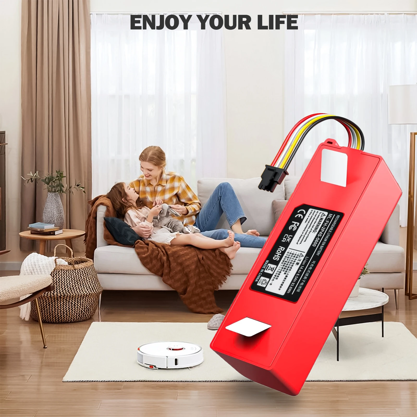 Oyomba BRR-2P4S 14,4 V 6500 mAh Roboter-Staubsauger-Ersatzakku für Xiaomi Roborock S55 S60 S65 S50 S51 S5 MAX S6 – Detail 6