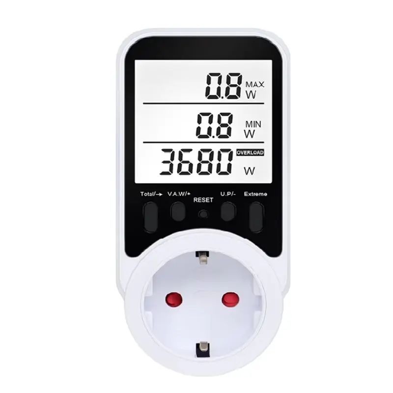 

Цифровой ЖК-счетчик энергии для мониторинга напряжения и тока и анализа энергопотребления, ваттметр, вилка европейского стандарта