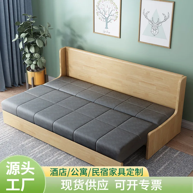 Technology fabric dual-purpose folding sofa bed small apartment living room simple modern rental room lazy telescopic small sofa