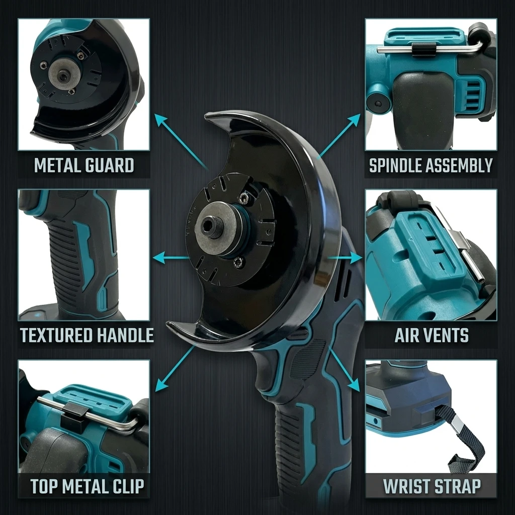 Portable Wireless Angle Grinder Household Handheld Angle Grinder Steel Woodworking Cutting, Rust Removal Electric Angle Grinder