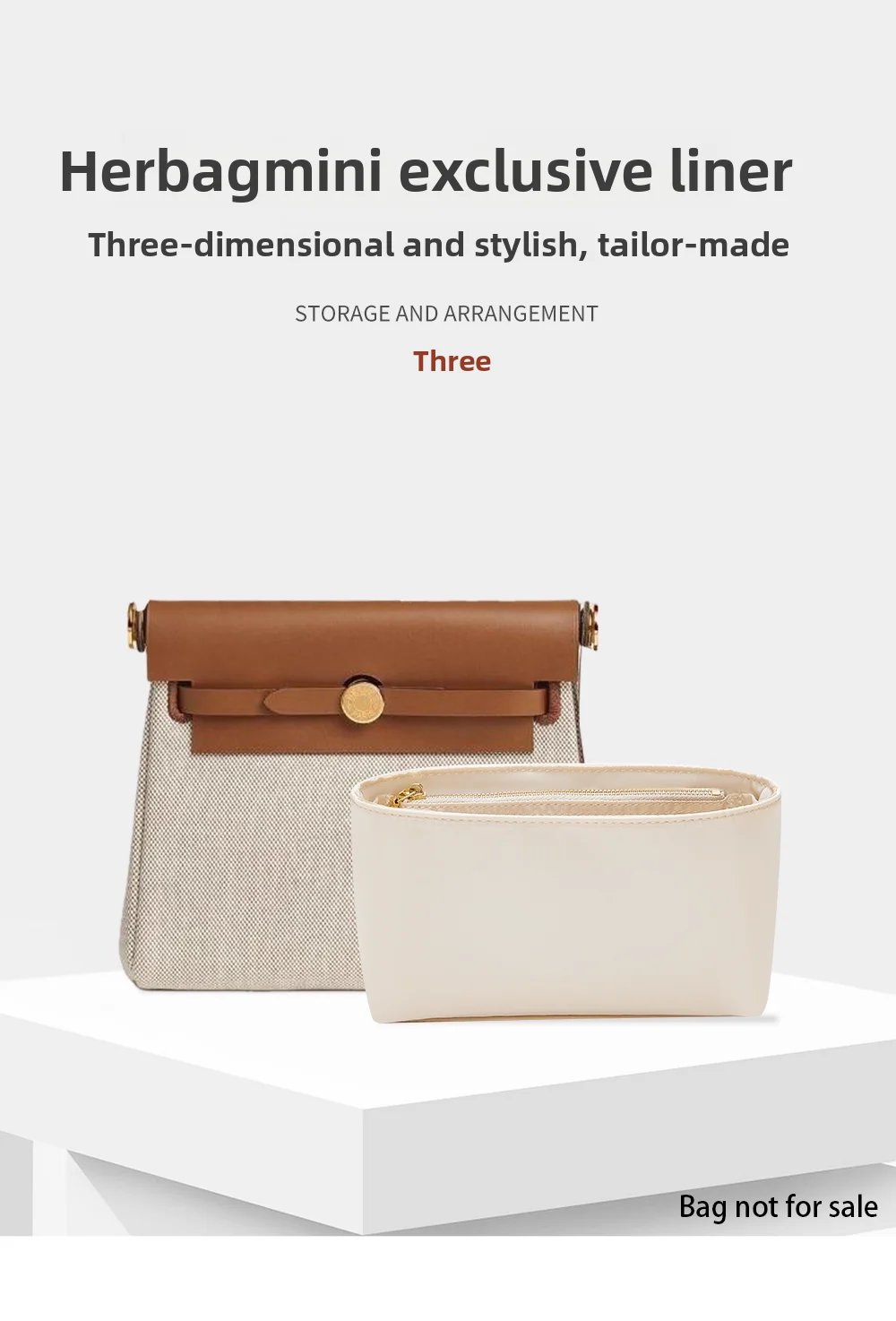 Bag Organizer Insert For Mini Herbag Inner Bag Nylon Lining Reconstruction Storage Bag Support Bag Insert Bag Accessories