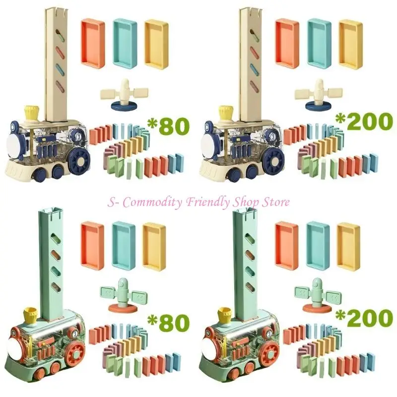 85AE Trem Dominó Automático Coleção Fácil Dominó para configurar e derrubar a reação cadeia do jogo telha para meninos