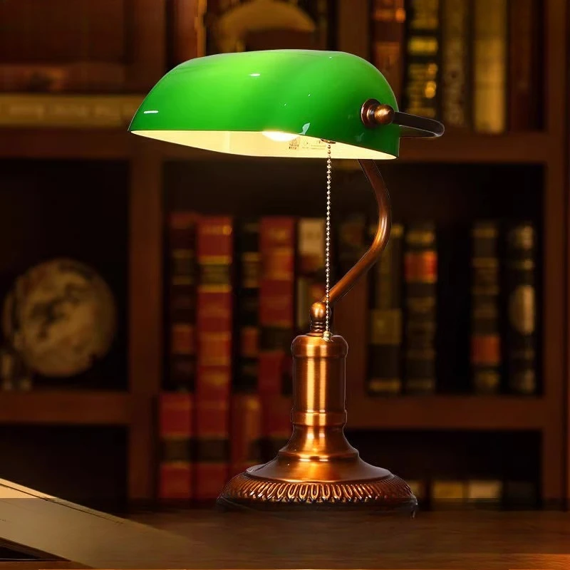 All-copper retro desk reading lamp, American bedroom desk study desk lamp