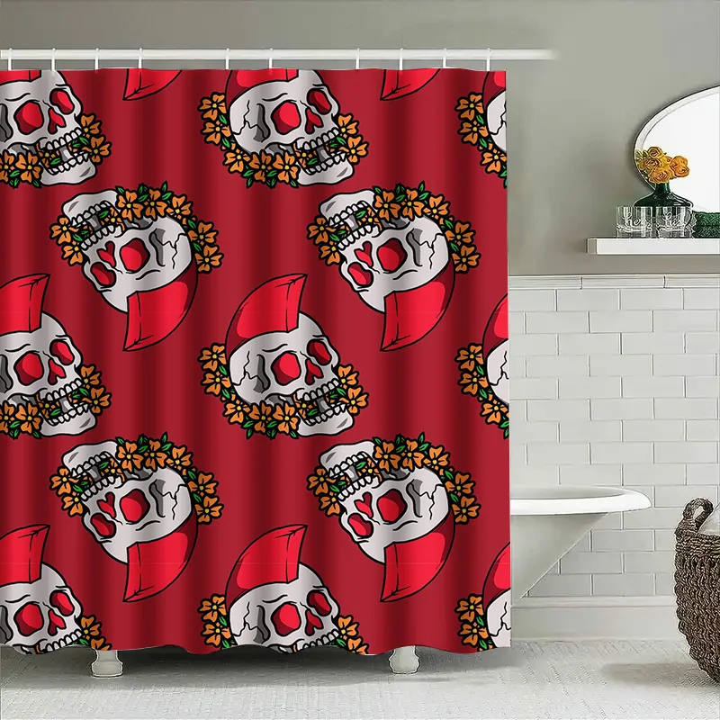 

Занавеска для душа с рисунком черепа Туну, декоративная занавеска для ванной комнаты в стиле панк-рок для подростков, мальчиков и девочек