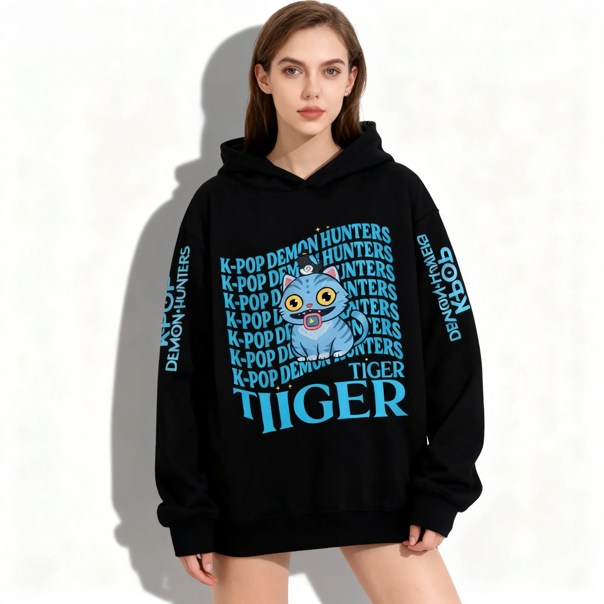 

Осенне-зимняя толстовка на молнии Sweet Cool Witch Hunting Team Tiger, корейская и американская уличная куртка большого размера для женщин и девочек