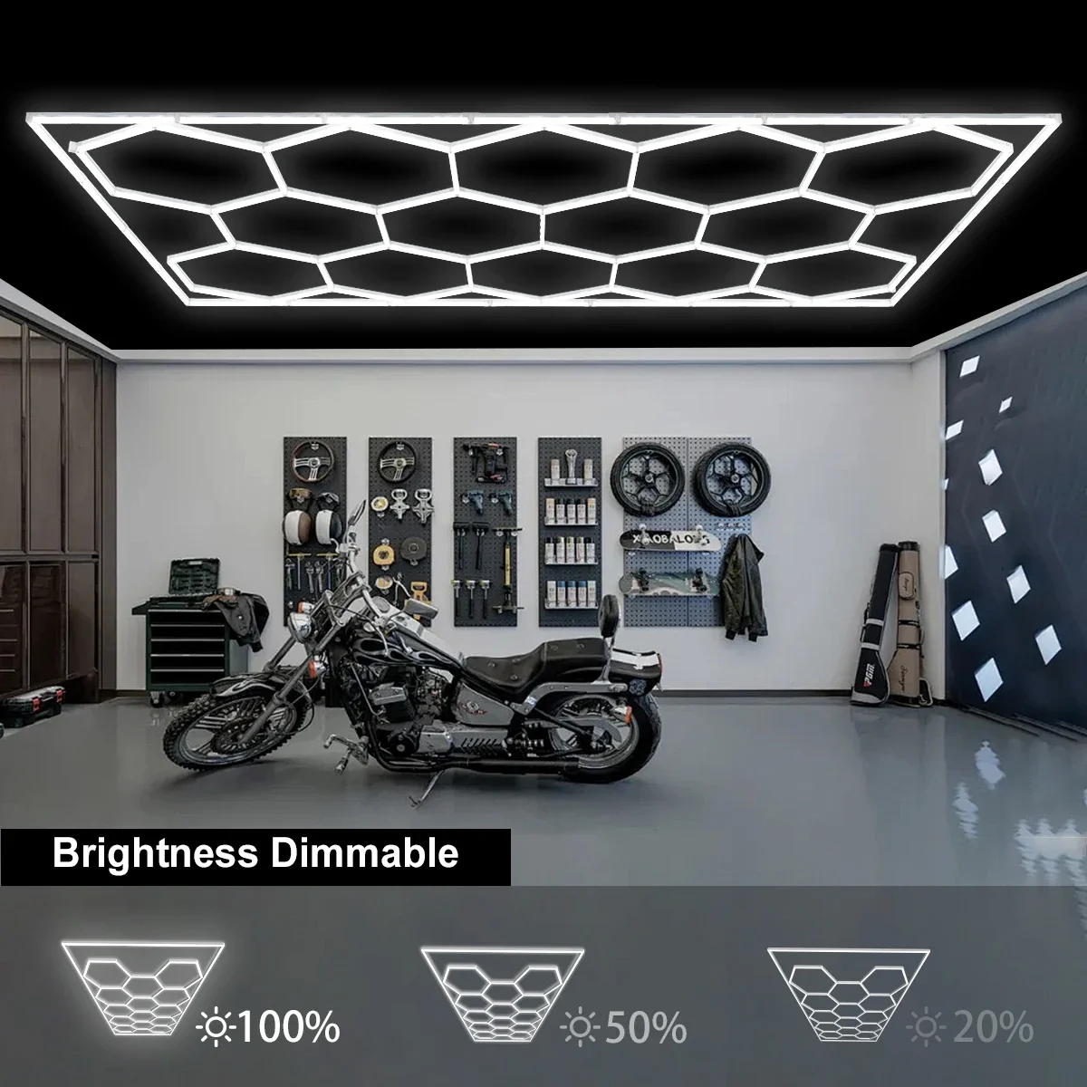 LED tube Dimmable Ceiling DIY  Hexagon Garage Light 110V-240V Honeycomb For Barber Shop Hair Salon Gym  Detailing Workshop