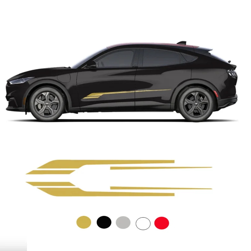 

Модифицированная наклейка для спортивных гонок, виниловая наклейка в полоску на талии, графический декор, аксессуары для Ford Mustang Mach 1 Mach-E 2021 2022