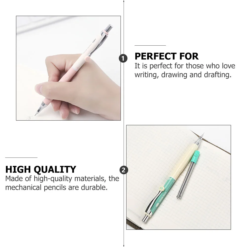 

2 Sets Mechanical Pencils Automatic Lead Student Use Refillable Detachable Clip Smooth Writing Drawing Pens Storage
