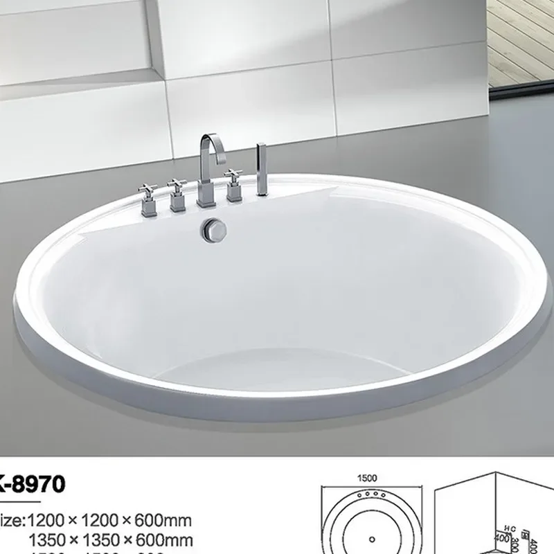 5 Piece Round Bathtub Faucet Set Embedded Mixer Tap for Small Soaking Tub Hotel Home Bathroom Fixture