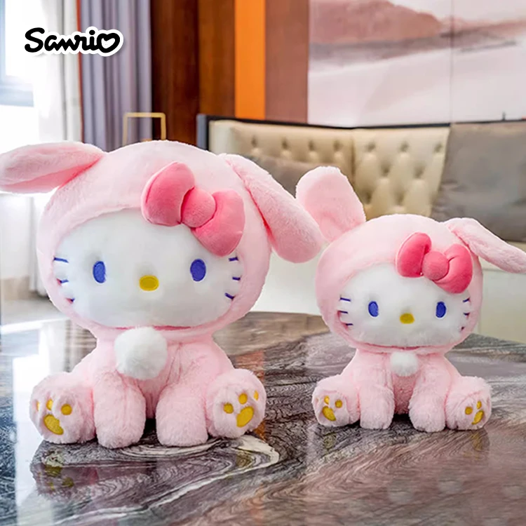 Anime Sanrio Hello Kitty KT Cat Rabbit Stuffed Toys Cute Plush Toys Kawaii Cartoon Dolls Birthday Gift For Kids Baby Girlfriend