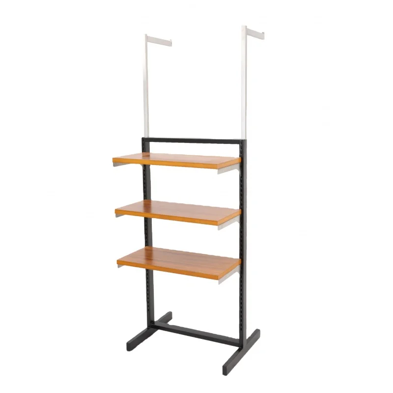 Custom, Black Iron 3 tiers Wood Clothes Stand Display Rack