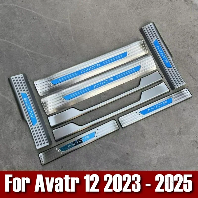 

For Avatr 12 Car Accessories Stainless Steel Car Door Sill Protector Trim Scuff Pedal Threshold Cover 4PCS 2023 - 2025