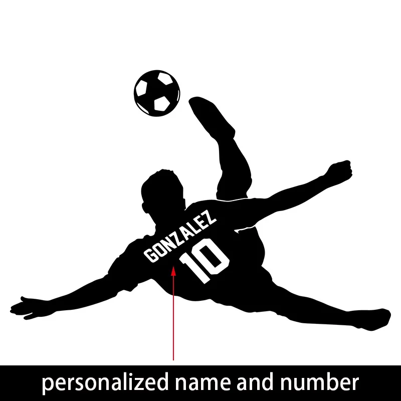 Personalized Soccer Player Name and Number Wall Sticker Vinyl Home Decor Kids Boys Room Bedroom Sport Football Decals Mural 3N01